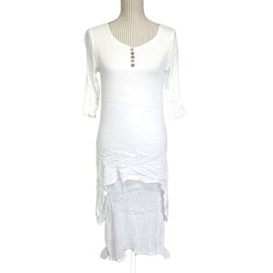 Dayou coastal linen white layered dress, small